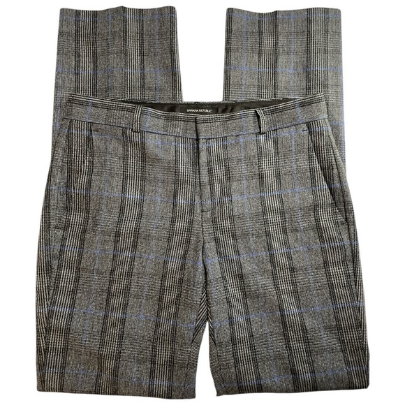 Banana Republic Logan Trousers Mid Rise Glen Plaid Gray Sz 4 - Picture 3 of 11